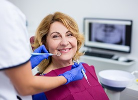 A 3D illustration of an implant bridge being placed