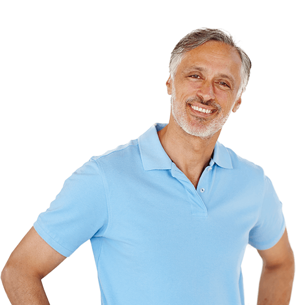 Smiling man with blue polo shirt